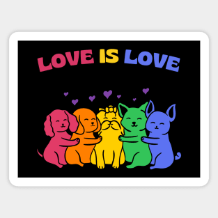 Love is Love Colorful Cats Dogs Magnet